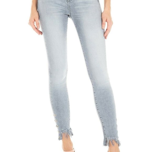 Fidelity Women's Jeans Gray Luna Grommet Shred Hem - Picture 2 of 12